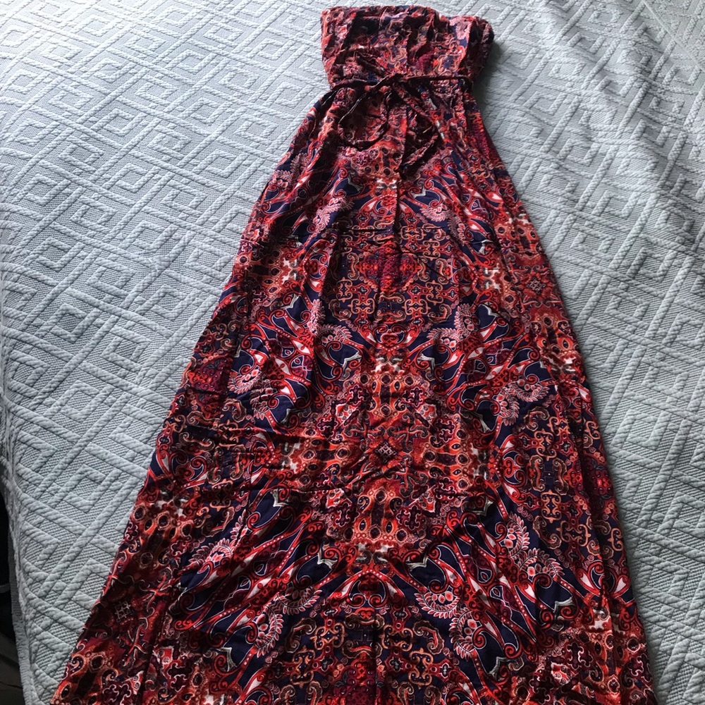 Red, White & Navy Maxi Dress